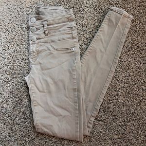 Mid Rise Khaki Skinny Jeans